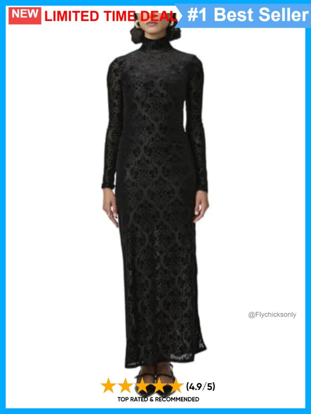 Long Sleeve Turtleneck Wrap Midi Dress Backless Floral Semi Formal